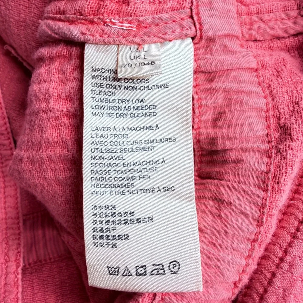 Anthropologie Coral Pink Quilted Utility Bomber Jacket Large Cotton Coastal Boho - Picture 6 of 7